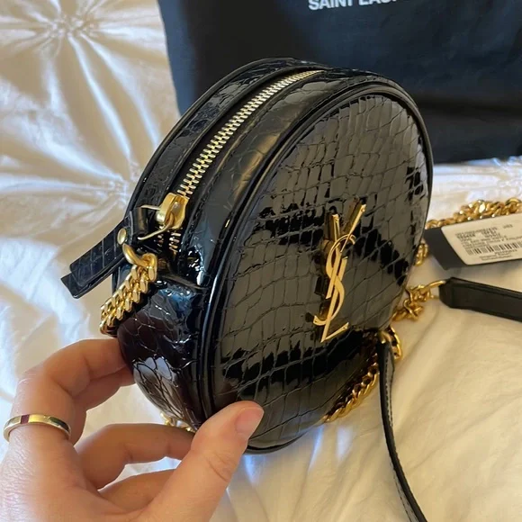 Yves Saint Laurent YSL brand new with tags cross body Vinyle Round Croc-Leather - Picture 3 of 7